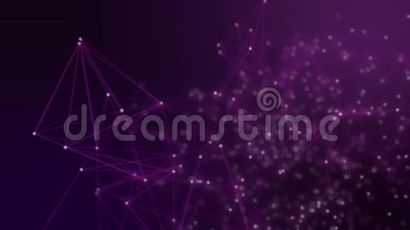 在明亮的紫色背景上抽象连接的点技术概念视频的预览图