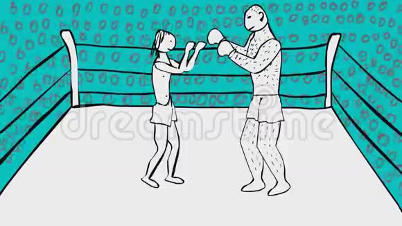 两个拳击手一个大一个小视频的预览图