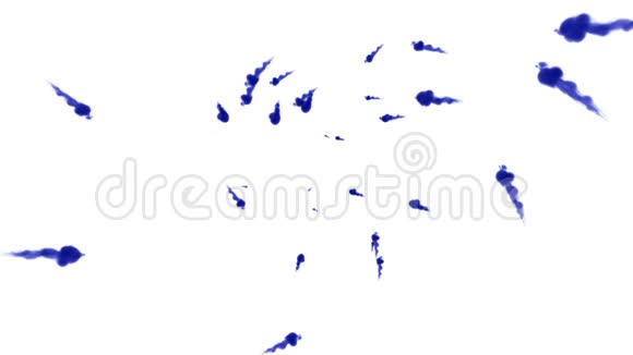 大量的孤立的蓝色墨水注入蓝色油漆在水中倾泻以缓慢的动作拍摄使用inky背景或视频的预览图