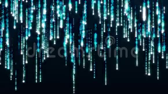 蓝色粒子魅力雨抽象背景带闪闪火花灯光视频的预览图