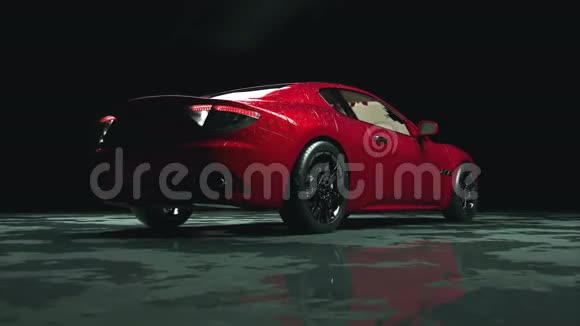 豪华红色跑车与水滴真实感4K动画视频的预览图