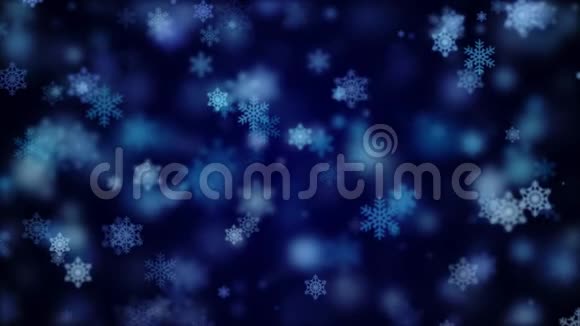 雪花落在蓝色背景上视频的预览图