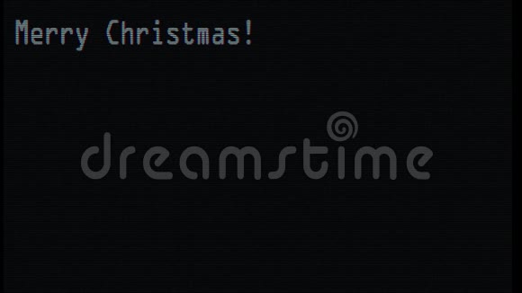 手写圣诞快乐字写在白色旧LED液晶管电脑显示屏关闭像素动画视频的预览图