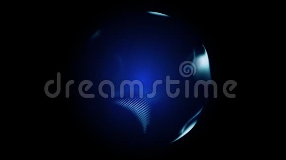 黑色背景上蓝色发光的球体视频的预览图