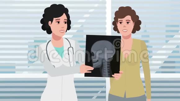卡通诊所女性病人及X光头视频的预览图