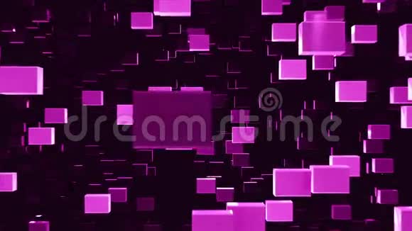 摘要循环动画背景的基础上紫色紫色立方体的晶体聚集和分解成一个运动视频的预览图
