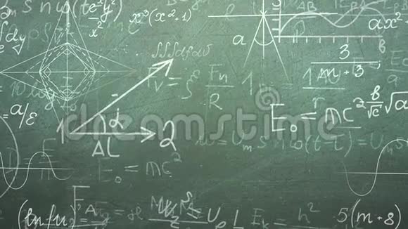 黑板上的数学公式和元素学校背景视频的预览图