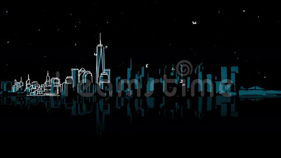 纽约夜以继日的烟火动画视频的预览图