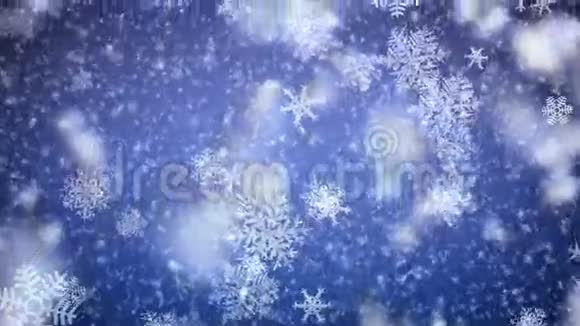 雪花飘落圣诞背景高清1080美丽的动感动画视频的预览图
