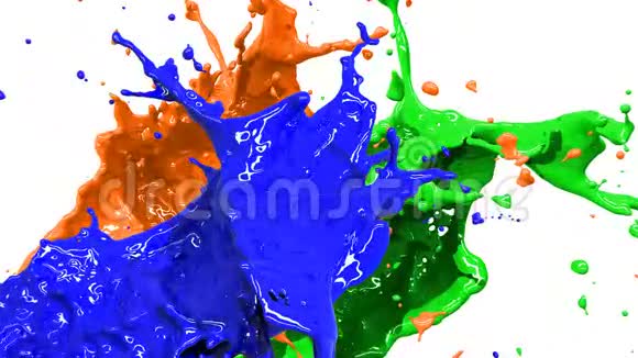 彩色油漆在缓慢运动和冻结运动高清溅出视频的预览图