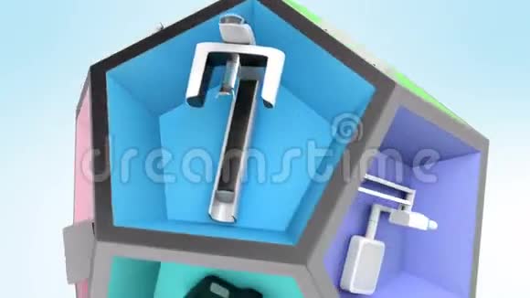 五角大楼立方体的牙科设备4K无缝环视频的预览图