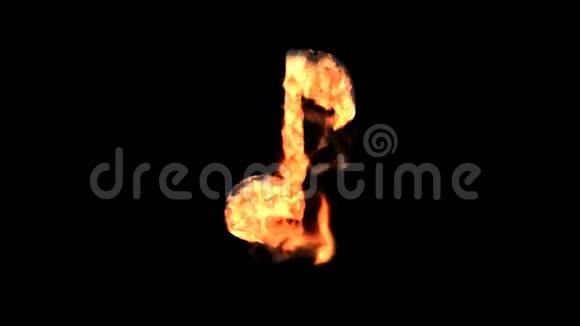 燃烧音符符号隔离在黑色上视频的预览图