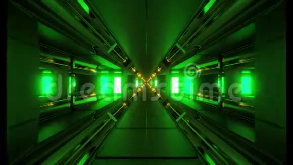 启发式发光scifi空间走廊三维插图背景壁纸运动背景vj循环视频的预览图