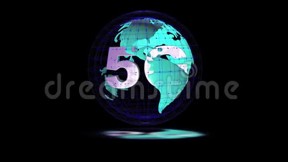 5g符号在地球模型视频回路阿尔法通道内旋转视频的预览图