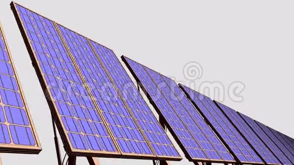 行太阳能电池板卡通版进行演示和报告可再生太阳能发电4K无缝视频的预览图