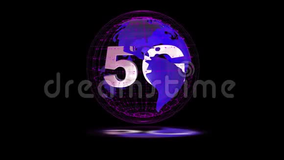 5g符号在地球模型视频回路阿尔法通道内旋转视频的预览图