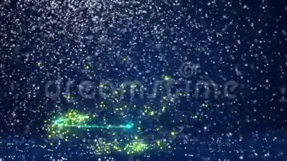 蓝色大圣诞树从发光发亮的粒子在左边圣诞节或新年背景下的冬季主题视频的预览图