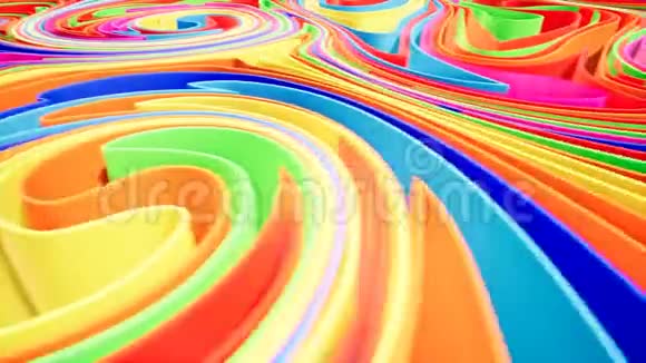 彩色波梯度动画未来几何图案运动背景3D渲染视频的预览图