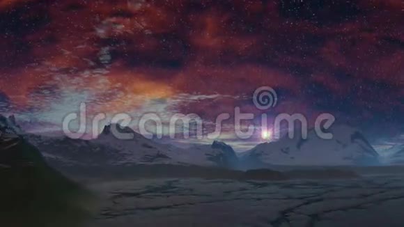 冰天雪地上的日出星星视频的预览图