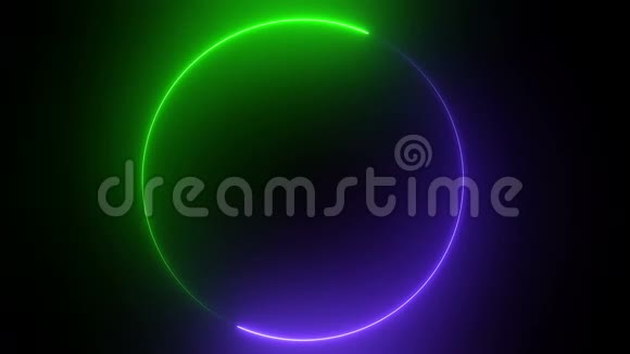 抽象明亮的霓虹3圆形框架的D绘制激光技术背景设计视频的预览图