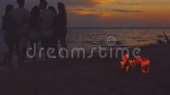 日落时分朋友们在海边视频的预览图