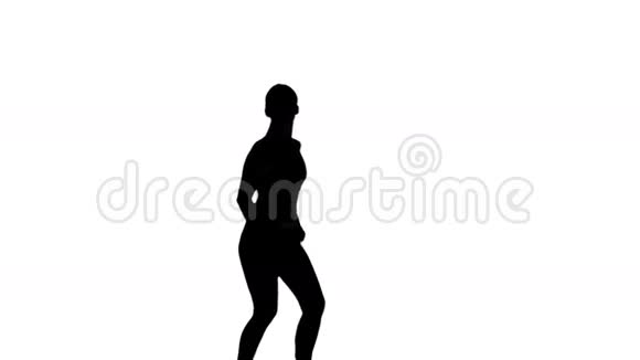 女性在白色背景下健身的剪影视频的预览图