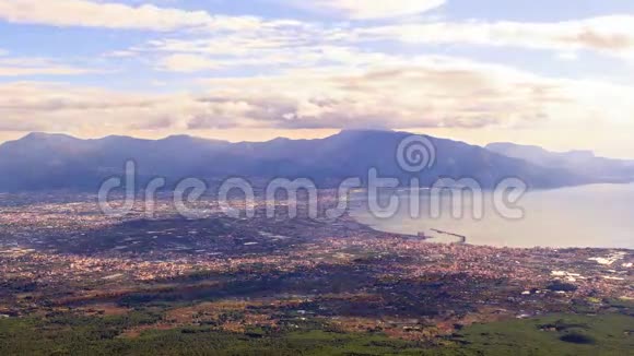 庞贝谷从维苏威火山俯瞰意大利视频的预览图