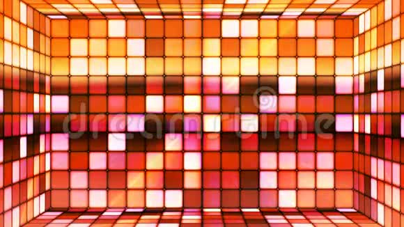 广播闪烁高科技立方室橙色抽象可循环4K视频的预览图