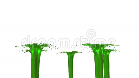 美丽的喷泉喷出的液体就像绿色的果汁喷泉中有许多液体高3D渲染非常视频的预览图
