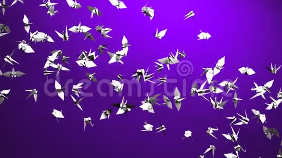 紫色背景上的折纸鹤视频的预览图