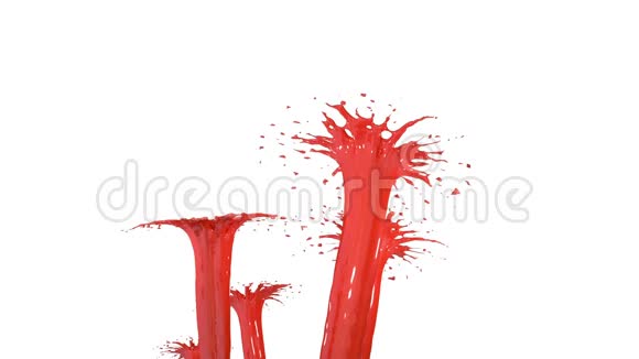 美丽的喷泉喷出的液体像红色的油漆喷泉与许多液体流上升高3D渲染非常高视频的预览图