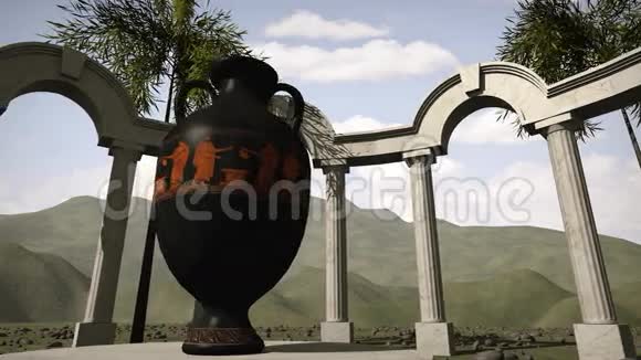 古希腊神庙和旧花瓶视频的预览图