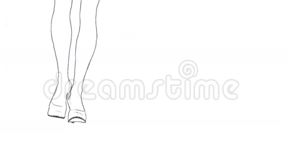 高跟鞋腿轮廓草图循环视频的预览图