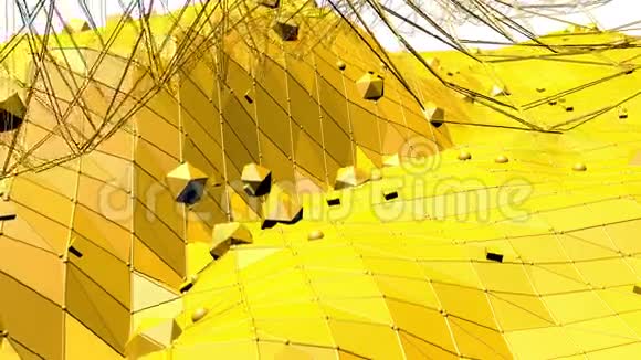 黄色低聚背景振荡抽象低聚表面作为迷幻背景在时尚低聚设计视频的预览图