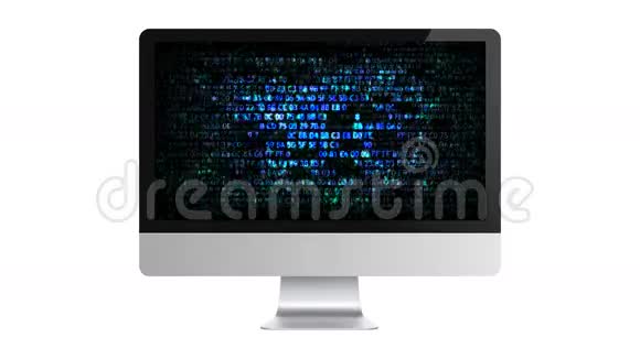 蓝色计算机十六进制代码互联网上的黑客视频的预览图