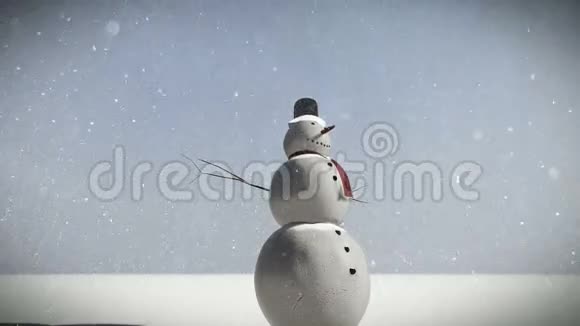 一个雪人在雪地视频动画视频的预览图