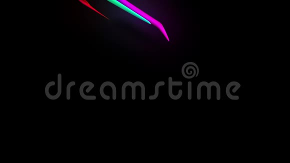 一串彩带扫过镜头彩虹色的丝带扭曲在空中飞翔使用美洲狮视频的预览图