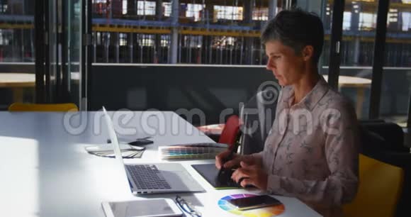 女性平面设计师使用4k平板电脑视频的预览图