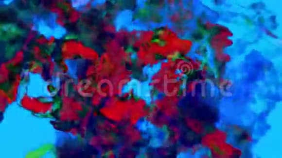 蓝色暗红色粒子三维动画循环视频的预览图