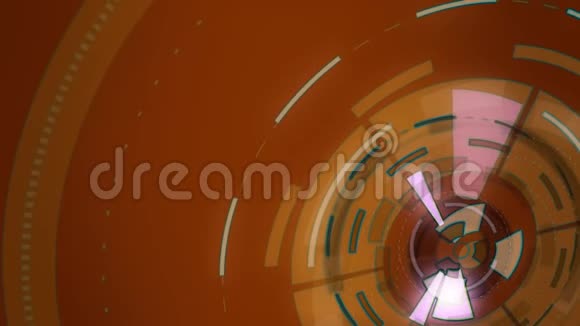 红色抽象圆形动画高科技背景带圆圈未来派科幻HUD效应视频的预览图