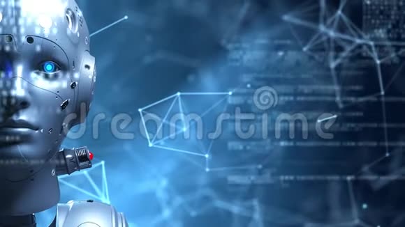 科幻女机器人学习数字信息视频的预览图
