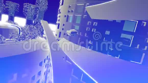 未来之城蓝图现代城市的交通动画视频的预览图
