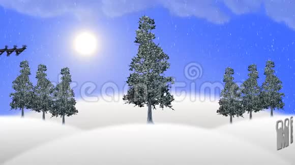 圣诞老人带雪橇和驯鹿圣诞动画视频的预览图