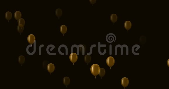 在黑暗背景上放飞金色气球视频的预览图