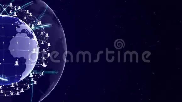 地球连接网络概念渲染动画背景环4k视频的预览图