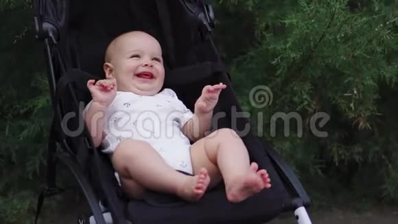 宝宝坐在大自然的婴儿车里视频的预览图