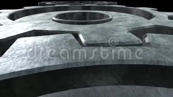 三个银齿轮的机构黑色背景快关门阿尔法通道视频的预览图