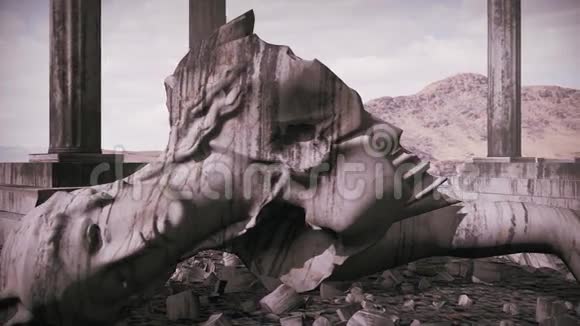 古希腊雕塑遗迹动画视频的预览图