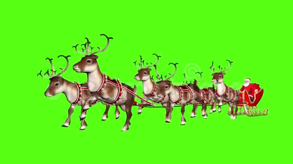圣诞老人用鹿拉的雪橇运送礼物视频的预览图
