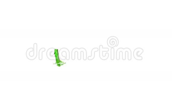汁环绿色流动旋转隔离在白色背景阿尔法通道包括像阿尔法哑光视频的预览图